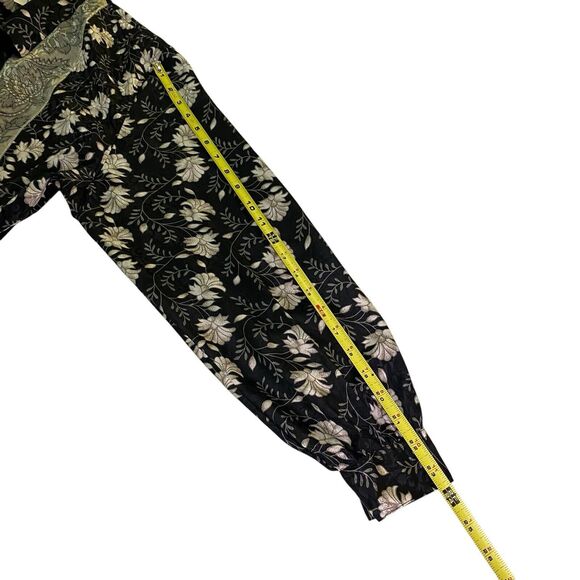 Allison Daley Button up Womens Size 16 Long Sleeve Top Black Floral Print - Picture 7 of 10